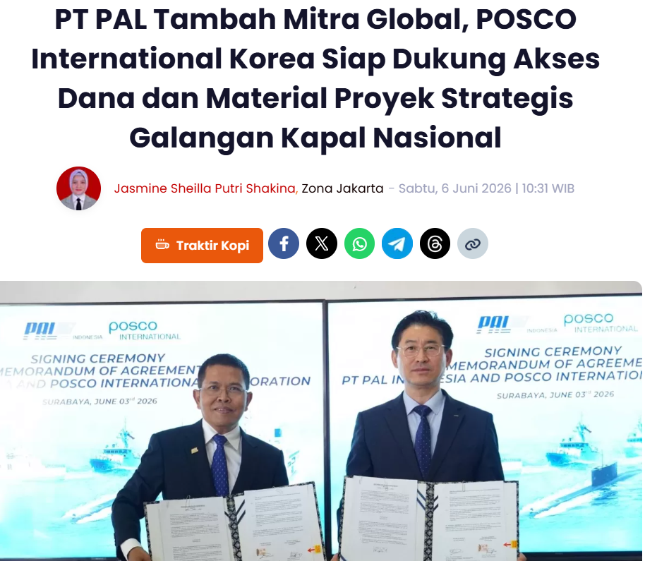 포스코 인터, 인니 국영조선사 PT ...